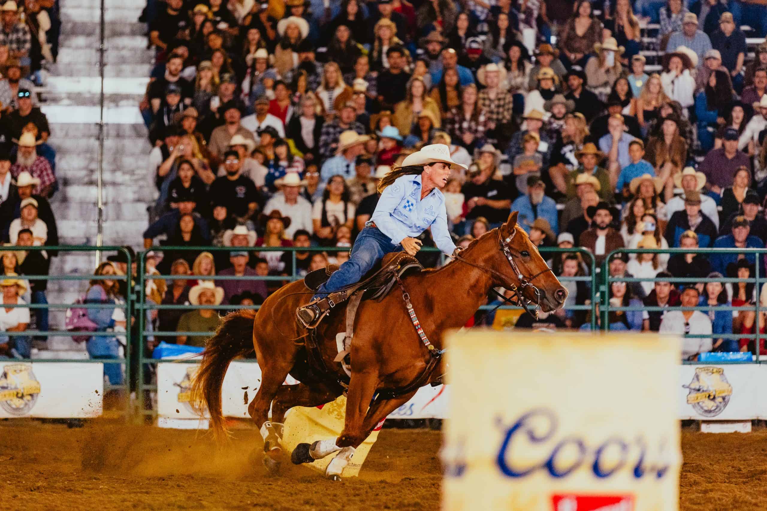 Barrel racing at a rodeo using PopUp WiFi Event Internet for broadcast