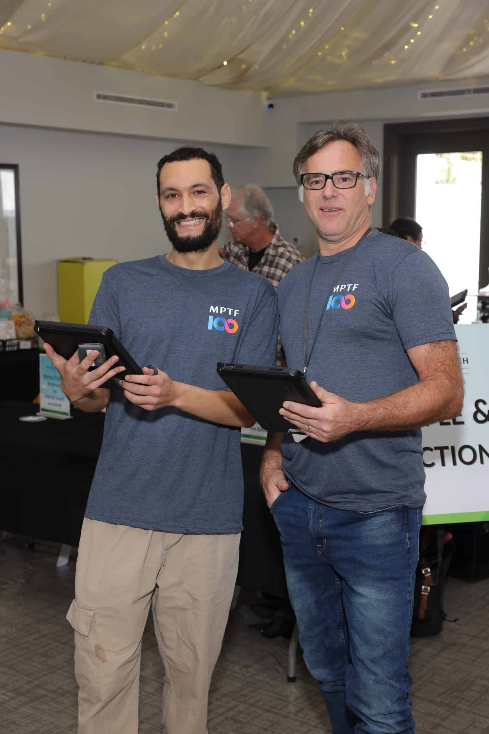 Volunteers with iPads ready to take donations, connecting via bonded cellular for rent from LA PopUp WiFi.