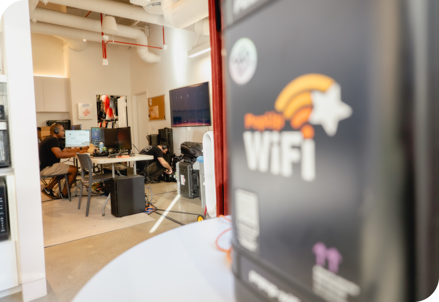 The PopUp WiFi Titan unit set up for live streaming
