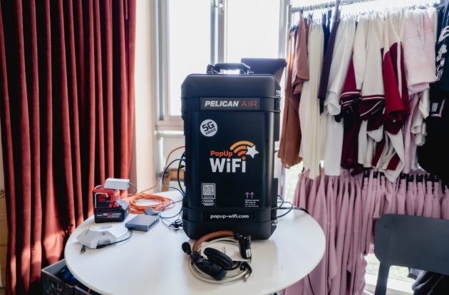 Close-up of a PopUp WiFi bonded internet unit rented case used for live production