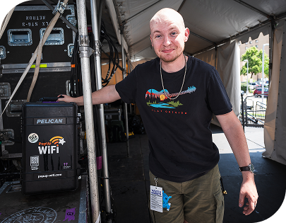 Back of house staff with PopUp WiFi unit
