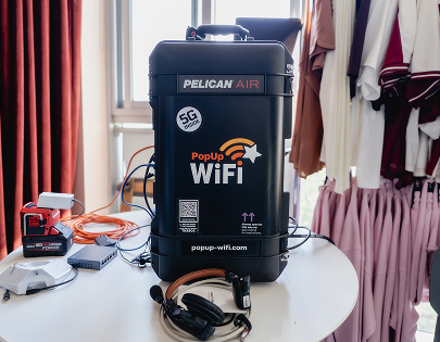 PopUp WiFi Titan Unit sitting on a table for the H&M x Santos Bravos Livestream